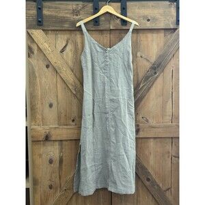 Cannisse Linen Burlap Dress Beige Sleeveless Lagenlook Minimalist Women's Sz L